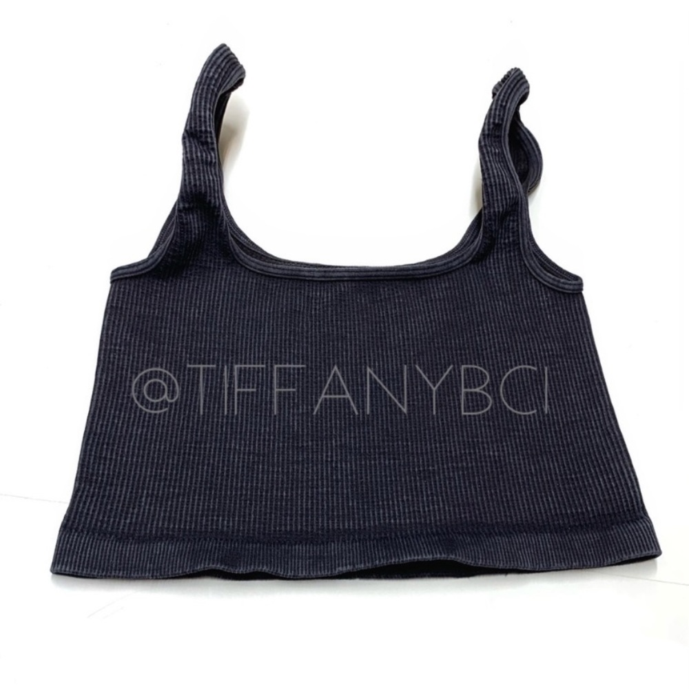 Free People Happiness Runs Square Neck Crop Washed Black - Picture 3 of 7